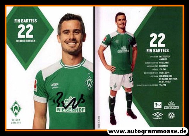 Autogramm Fussball | SV Werder Bremen | 2018 | Fin BARTELS