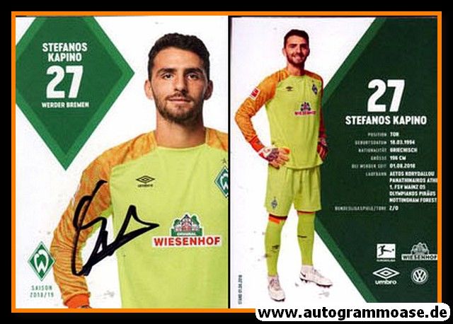 Autogramm Fussball | SV Werder Bremen | 2018 | Stefanos KAPINO
