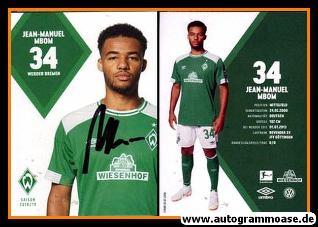 Autogramm Fussball | SV Werder Bremen | 2018 | Jean-Manuel MBOM