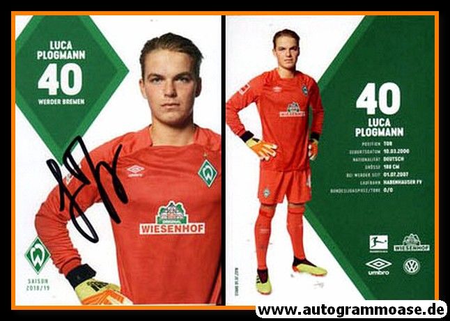 Autogramm Fussball | SV Werder Bremen | 2018 | Luca PLOGMANN