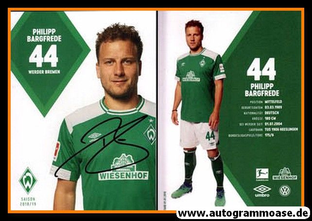 Autogramm Fussball | SV Werder Bremen | 2018 | Philipp BARGFREDE
