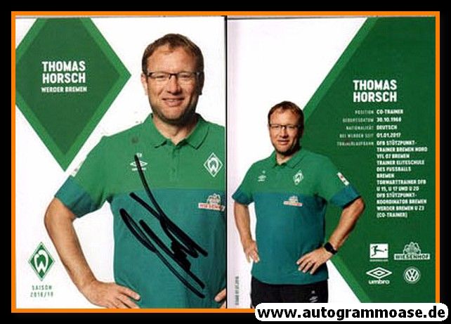 Autogramm Fussball | SV Werder Bremen | 2018 | Thomas HORSCH