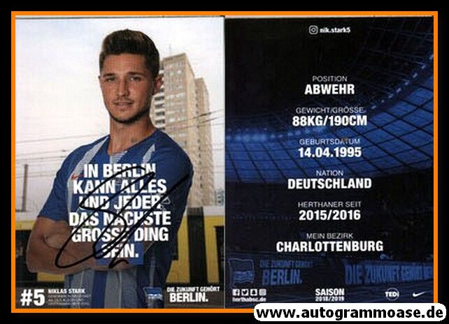 Autogramm Fussball | Hertha BSC Berlin | 2018 | Niklas STARK