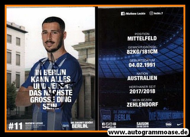 Autogramm Fussball | Hertha BSC Berlin | 2018 | Matthew LECKIE