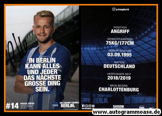 Autogramm Fussball | Hertha BSC Berlin | 2018 | Pascal KÖPKE