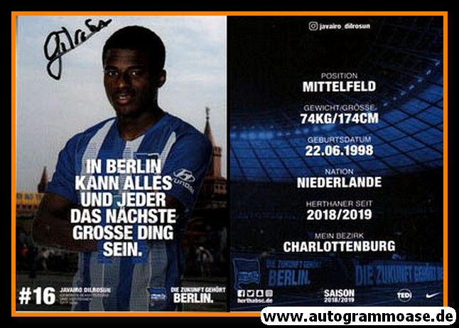 Autogramm Fussball | Hertha BSC Berlin | 2018 | Javairo DILROSUN