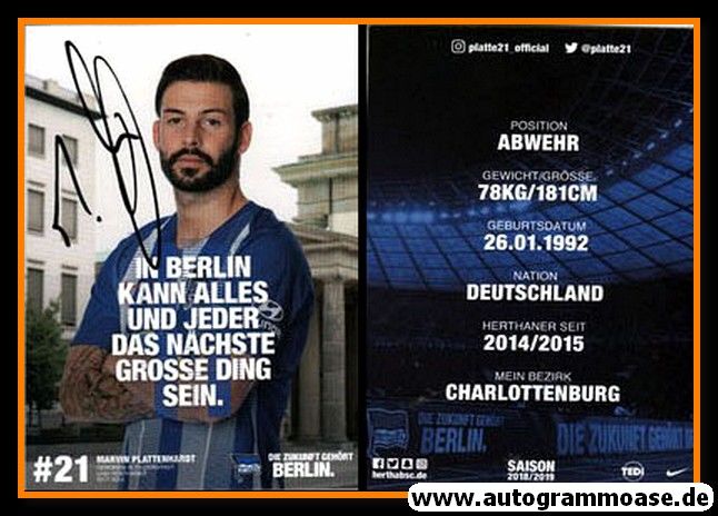 Autogramm Fussball | Hertha BSC Berlin | 2018 | Marvin PLATTENHARDT