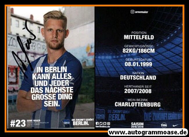 Autogramm Fussball | Hertha BSC Berlin | 2018 | Arne MAIER