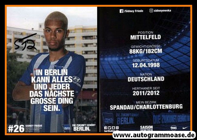 Autogramm Fussball | Hertha BSC Berlin | 2018 | Sidney FRIEDE