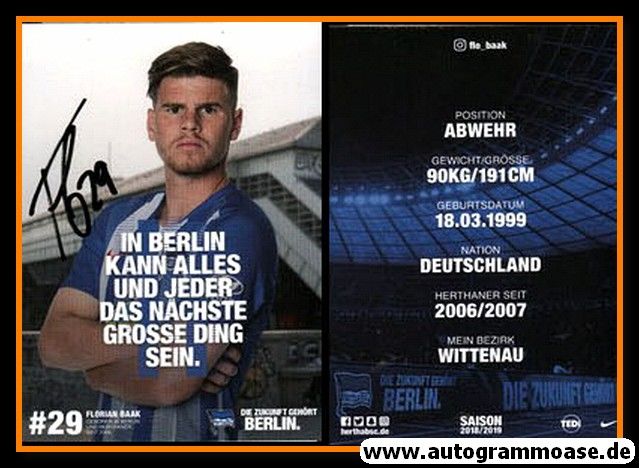 Autogramm Fussball | Hertha BSC Berlin | 2018 | Florian BAAK