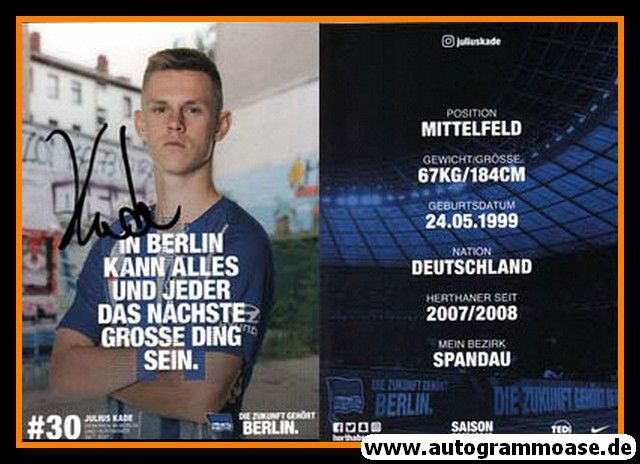 Autogramm Fussball | Hertha BSC Berlin | 2018 | Julius KADE