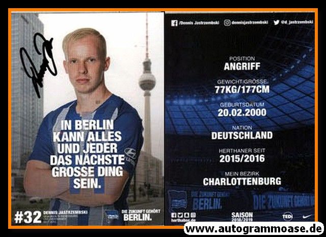 Autogramm Fussball | Hertha BSC Berlin | 2018 | Dennis JASTRZEMBSKI