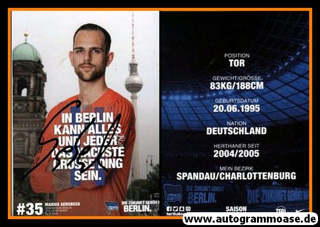 Autogramm Fussball | Hertha BSC Berlin | 2018 | Marius GERSBECK