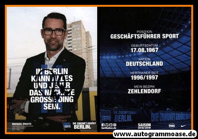 Autogramm Fussball | Hertha BSC Berlin | 2018 | Michael PREETZ