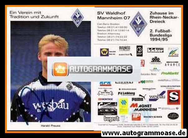 Autogramm Fussball | SV Waldhof Mannheim | 1994 | Harald PREUSS