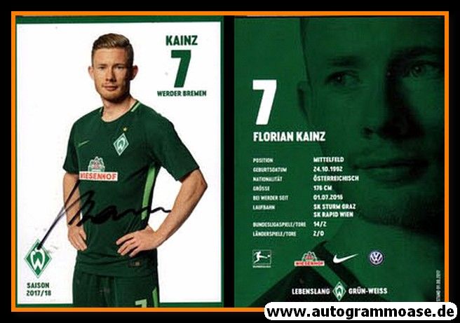 Autogramm Fussball | SV Werder Bremen | 2017 | Florian KAINZ
