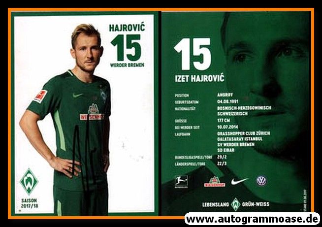 Autogramm Fussball | SV Werder Bremen | 2017 | Izet HAJROVIC