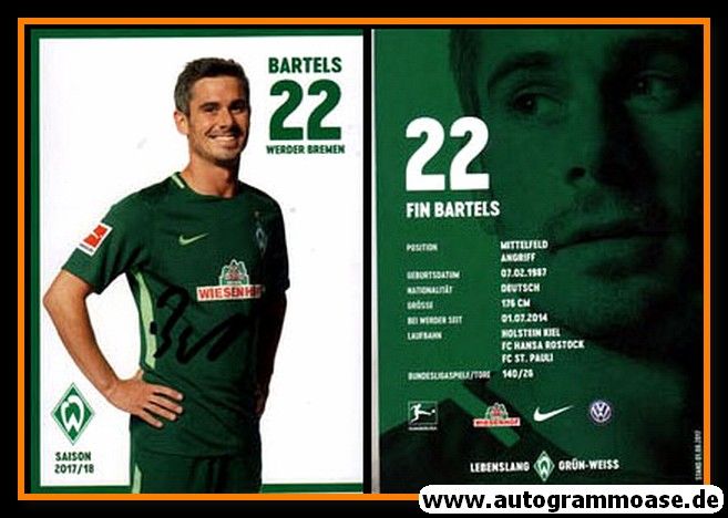 Autogramm Fussball | SV Werder Bremen | 2017 | Fin BARTELS