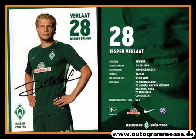 Autogramm Fussball | SV Werder Bremen | 2017 | Jesper VERLAAT