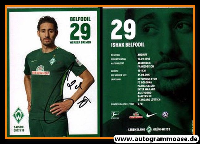 Autogramm Fussball | SV Werder Bremen | 2017 | Ishak BELFODIL