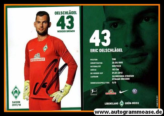 Autogramm Fussball | SV Werder Bremen | 2017 | Eric OELSCHLÄGEL