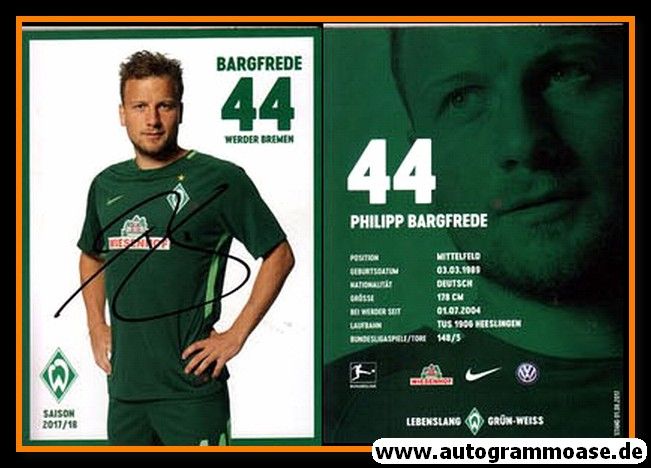Autogramm Fussball | SV Werder Bremen | 2017 | Philipp BARGFREDE