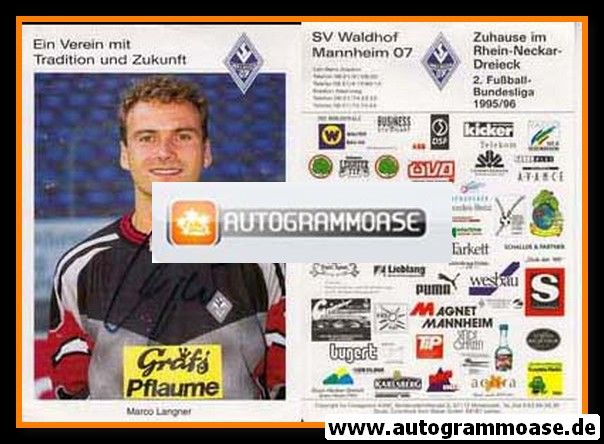 Autogramm Fussball | SV Waldhof Mannheim | 1995 | Marco LANGNER