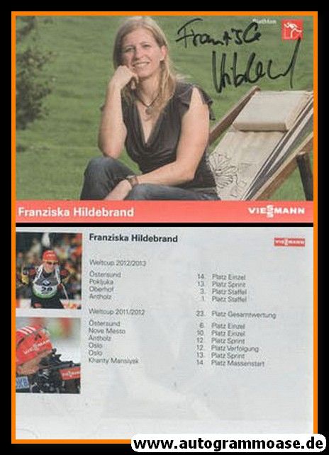 Autogramm Biathlon | Franziska HILDEBRAND | 2012 (Portrait Color) Viessmann