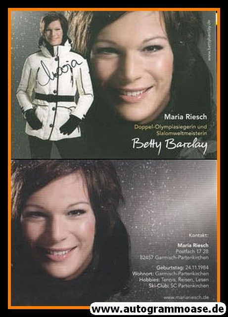 Autogramm Ski Alpin | Maria RIESCH | 2010er (Collage Betty Barclay) OS-Gold