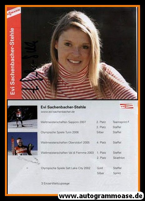 Autogramm Biathlon | Evi SACHENBACHER | 2007 (Portrait Color Viessmann) OS-Gold