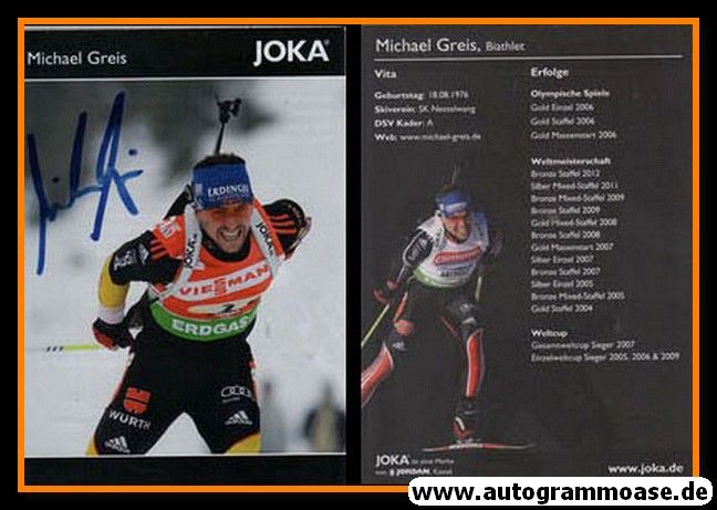 Autogramm Biathlon | Michael GREIS | 2012 (Rennszene Color Joka) OS-Gold