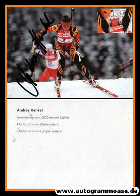 Autogramm Biathlon | Andrea HENKEL | 2000 (Collage Color) OS-Gold