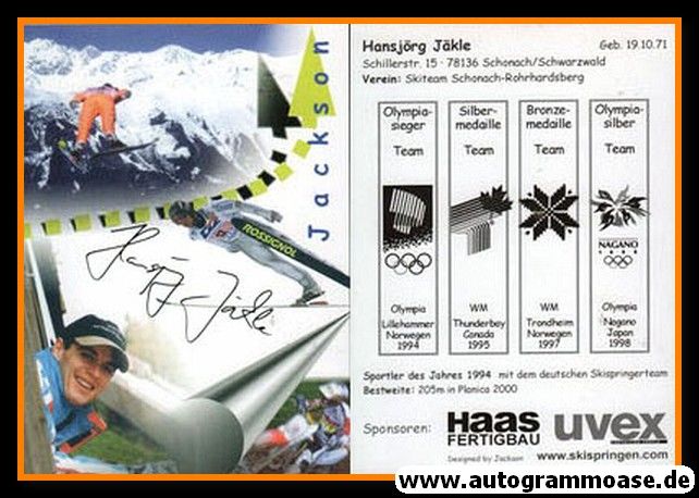 Autogramm Skispringen | Hansjörg JÄKLE | 2000er (Collage Color Haas Uvex) OS-Gold