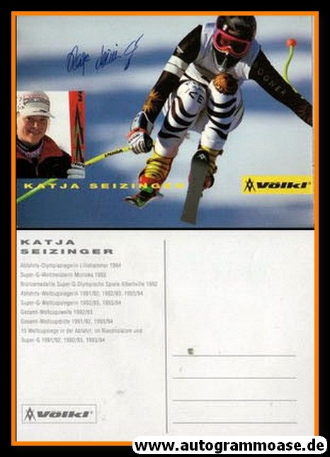 Autogramm Ski Alpin | Katja SEIZINGER | 1994 (Collage Völkl 2) OS-Gold