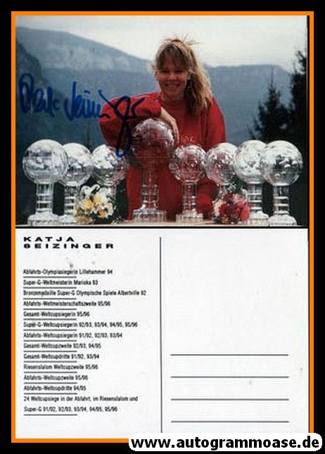 Autogramm Ski Alpin | Katja SEIZINGER | 1995 (Pokale) OS-Gold