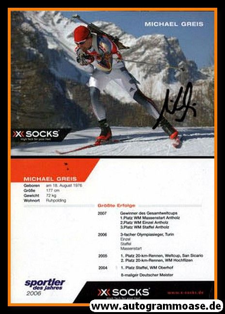 Autogramm Biathlon | Michael GREIS | 2007 (Rennszene Color X-Socks) OS-Gold