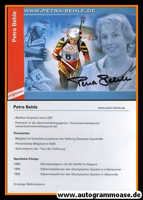 Autogramm Biathlon | Petra BEHLE | 2000er (Collage Color Viessmann) OS-Gold