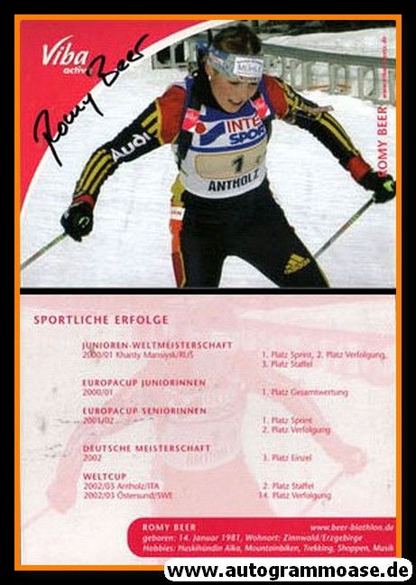 Autogramm Biathlon | Romy BEER | 2002 (Viba)