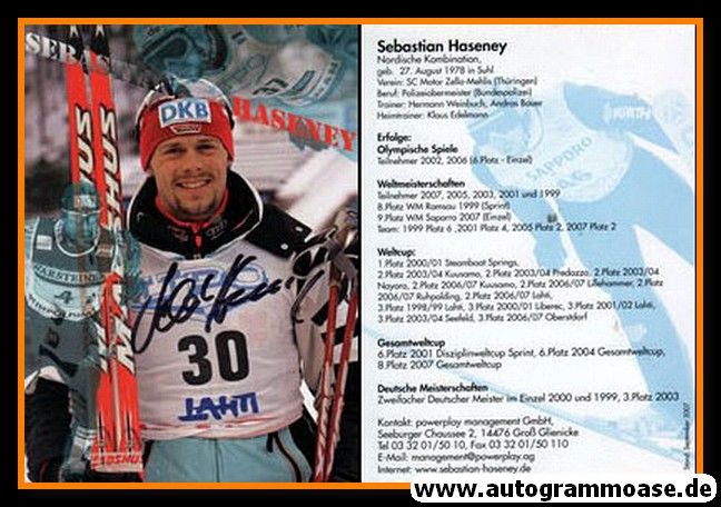 Autogramm Nordische Kombination | Sebastian HASENEY | 2007 (Collage)