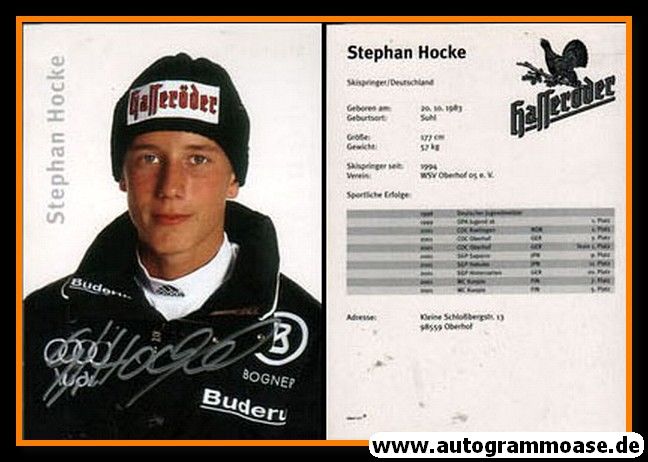 Autogramm Skispringen | Stephan HOCKE | 2001 (Hasseröder)