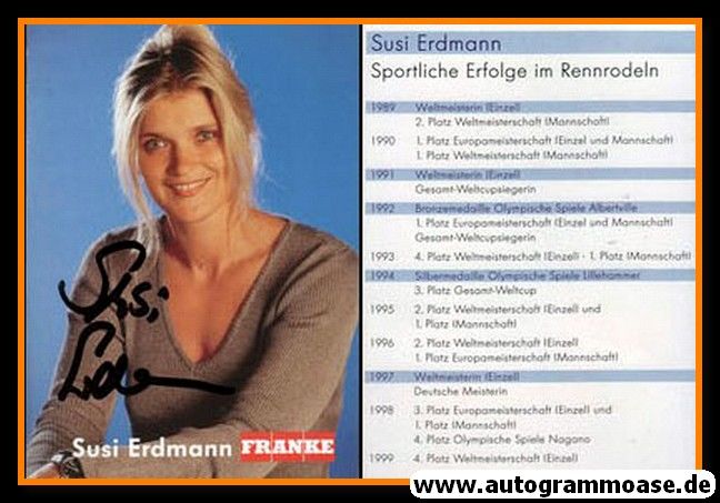 Autogramm Rodeln | Susi ERDMANN | 1999 (Portrait Color Franke) OS-Silber