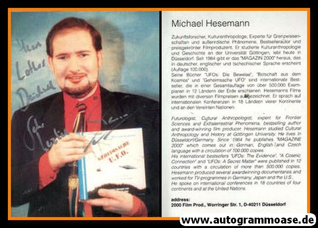 Autogramm Literatur | Michael HESEMANN | 1994 "Geheimsache UFO"