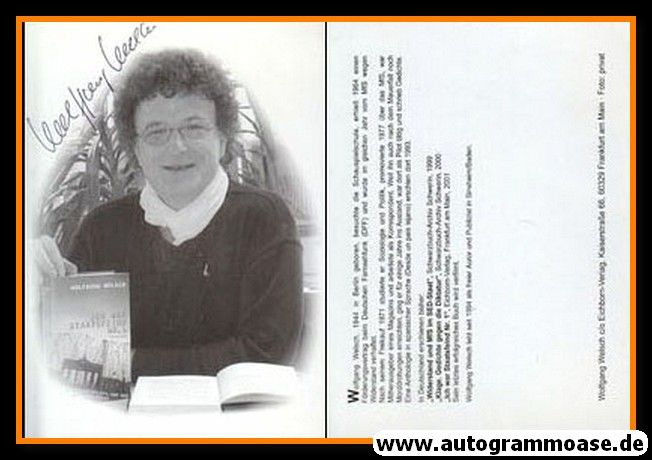 Autogramm Literatur | Wolfgang WELSCH | 2001 "Staatsfeind"