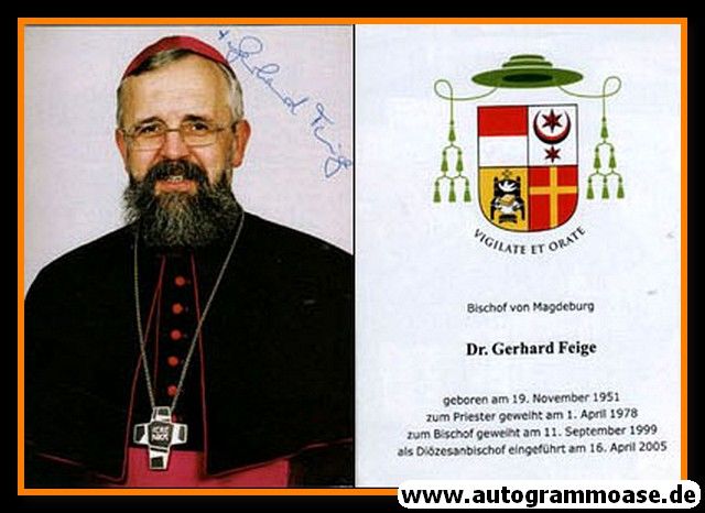 Autogramm Religion | Gerhard FEIGE | 2010er (Bischof Magdeburg) 1