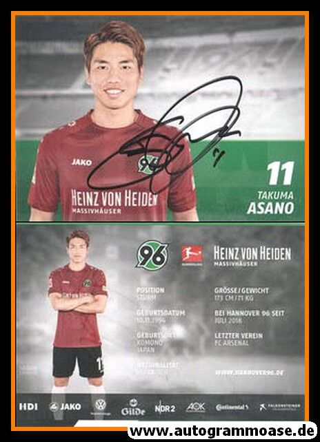 Autogramm Fussball | Hannover 96 | 2018 | Takuma ASANO