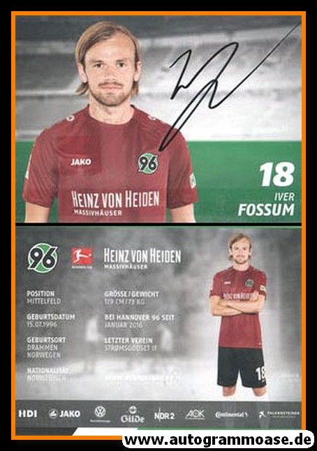 Autogramm Fussball | Hannover 96 | 2018 | Iver FOSSUM