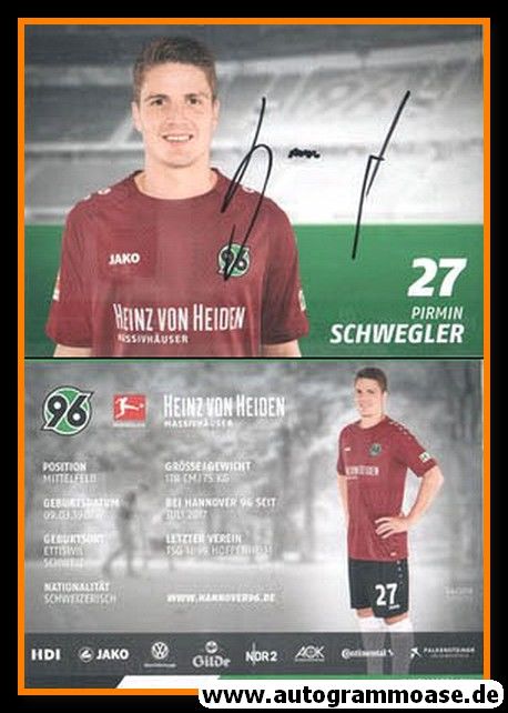 Autogramm Fussball | Hannover 96 | 2018 | Pirmin SCHWEGLER