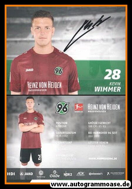 Autogramm Fussball | Hannover 96 | 2018 | Kevin WIMMER