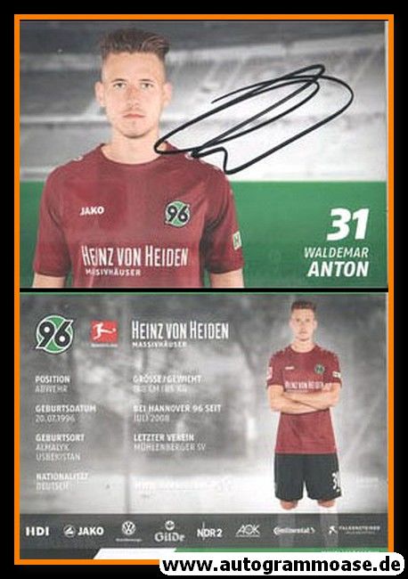 Autogramm Fussball | Hannover 96 | 2018 | Waldemar ANTON