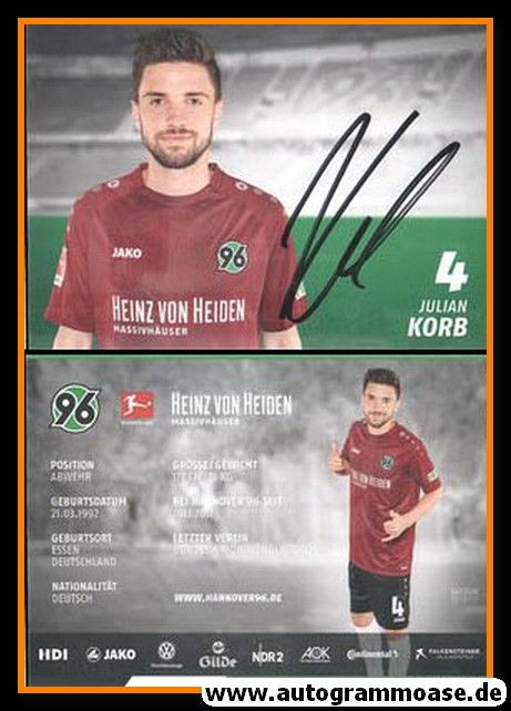 Autogramm Fussball | Hannover 96 | 2018 | Julian KORB
